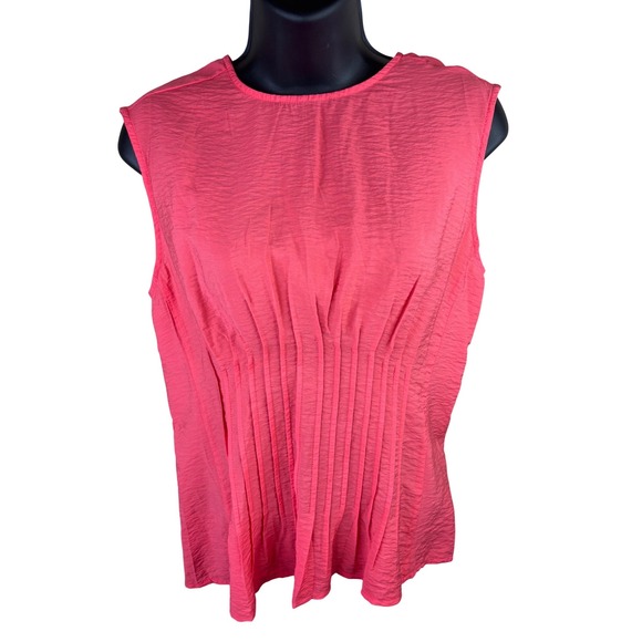 Anthropologie Tops - NWT Anthropologie Della Pleated Waist Sleeveless Coral Red Shell Top Size S